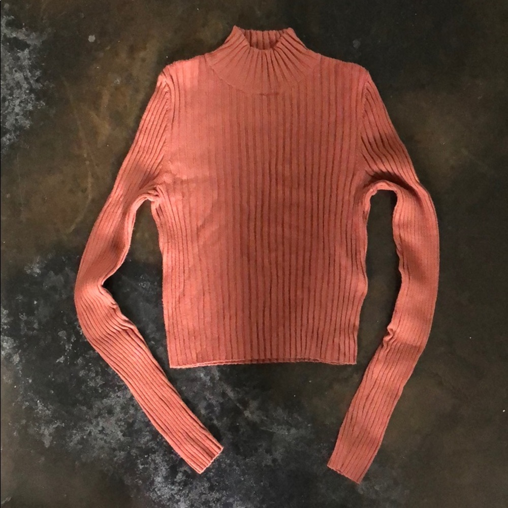 Rust Ribbed Crop Sweater